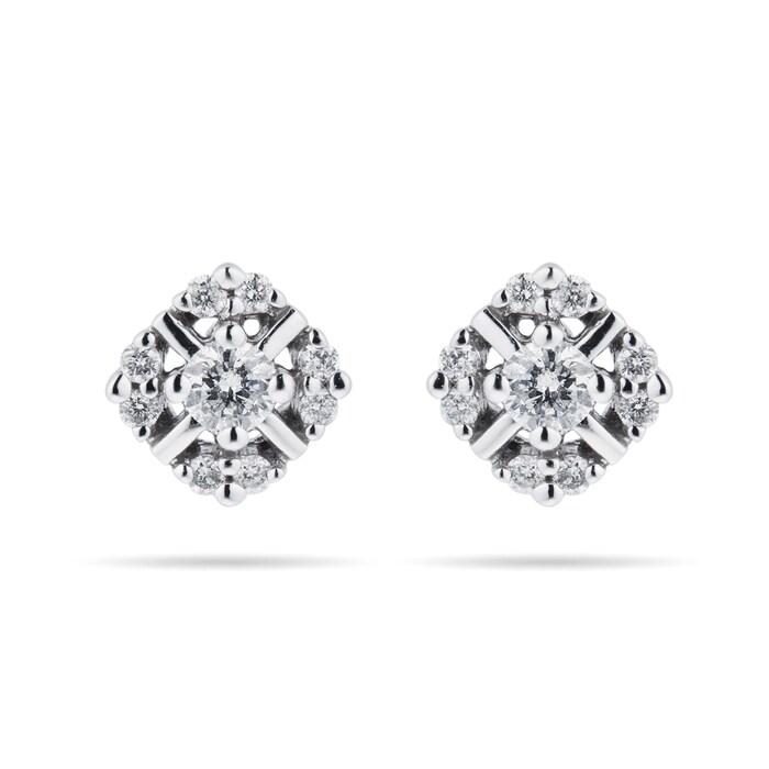 Goldsmiths 9ct White Gold 0.15cttw Diamond Floral Stud Earrings