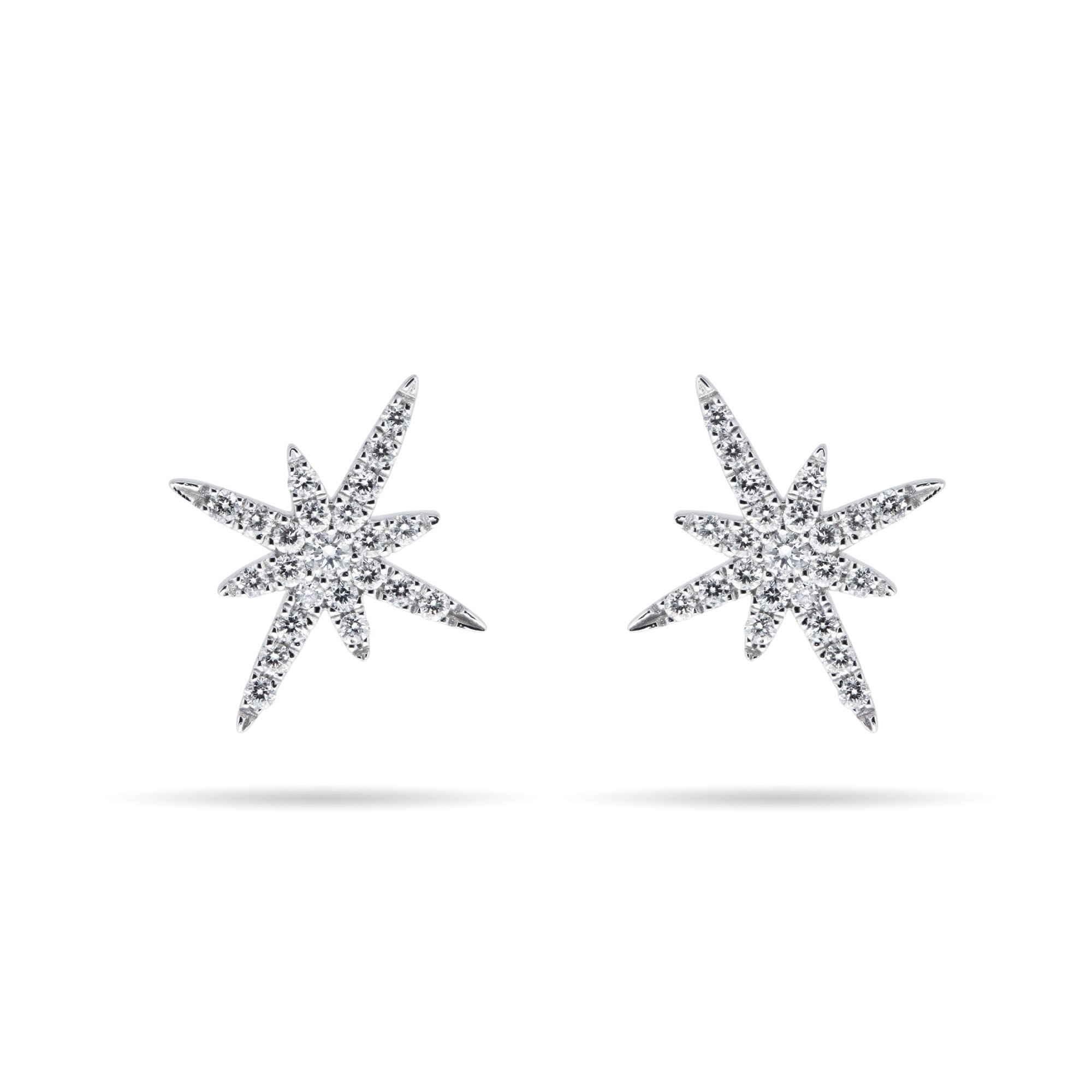 Fortune 18ct White Gold Star Stud Earrings