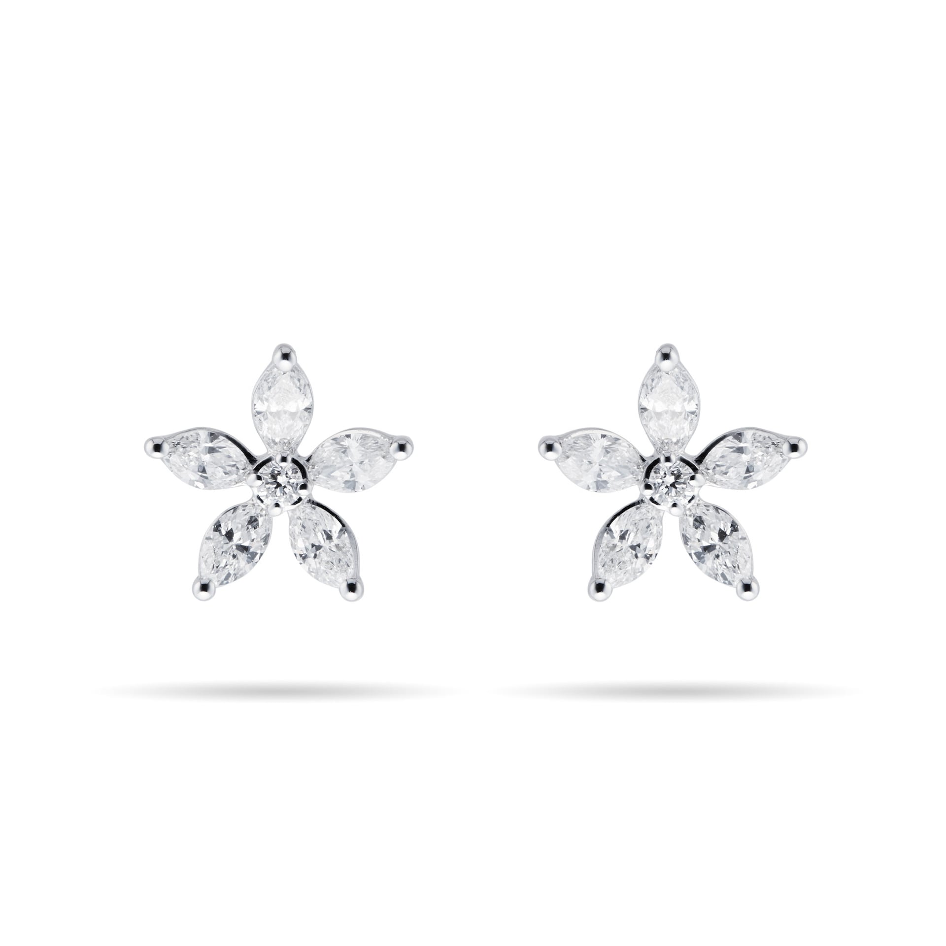 Mappin & Webb Fortune 18ct White Gold Marquise Flower Earrings