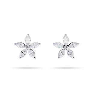 Mappin & Webb Fortune 18ct White Gold Marquise Flower Earrings