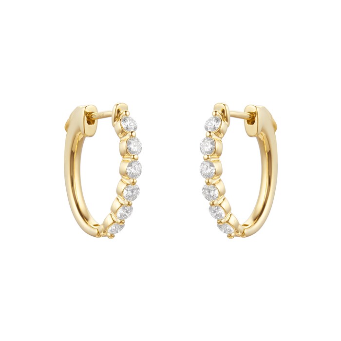 Mappin & Webb 18ct Yellow Gold 1.02ct Diamond Hoop Earrings
