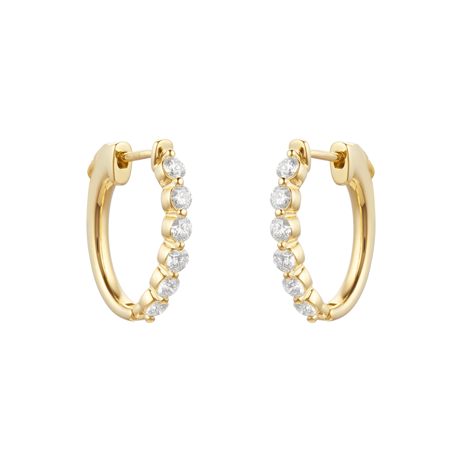 Mappin & Webb 18ct Yellow Gold 1.02ct Diamond Hoop Earrings 16142ERY ...