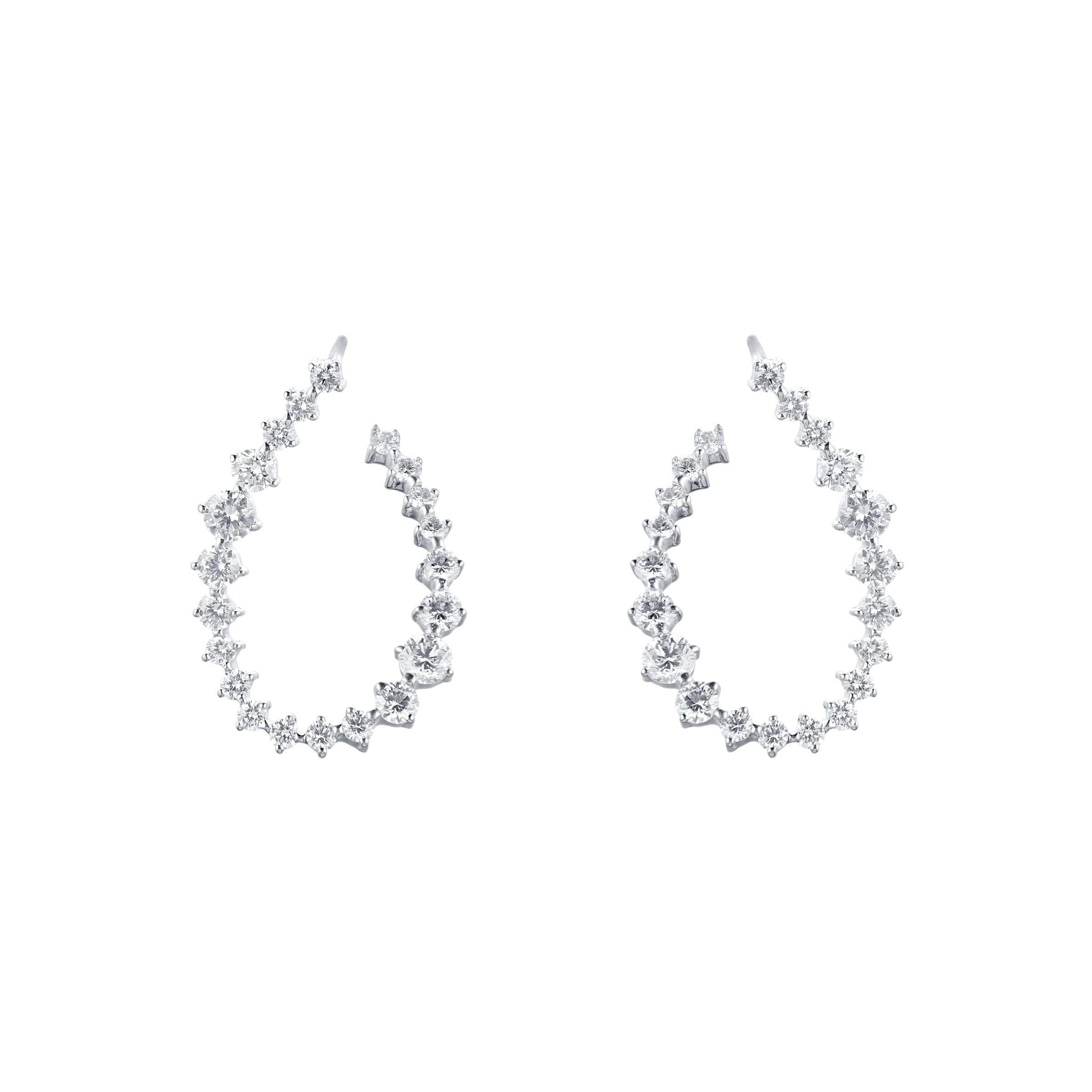 18ct White Gold 2.20ct Diamond Hoop Earrings