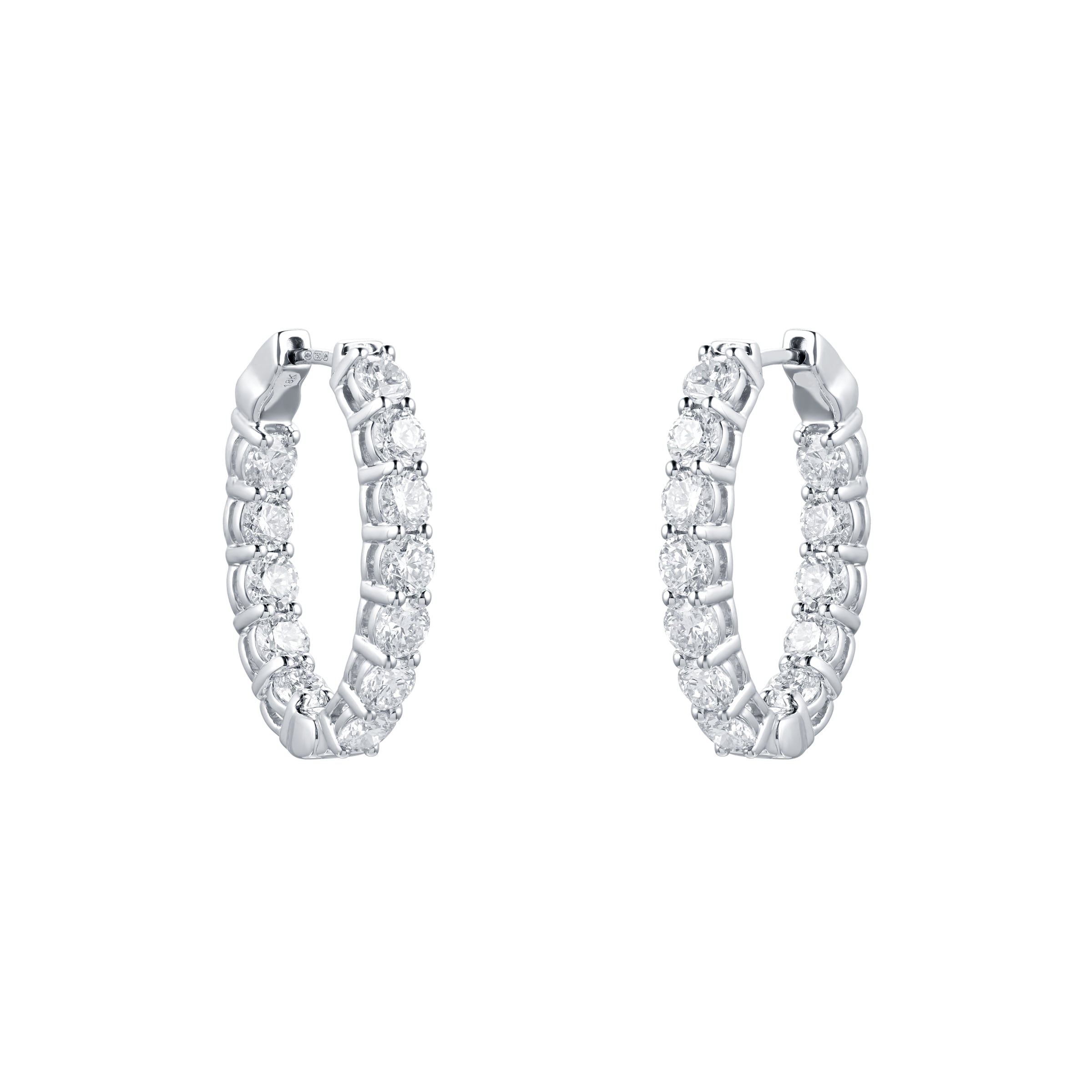 Mappin & Webb 18ct White Gold 3.60ct Diamond Hoop Earrings Mappin & Webb 18ct White Gold 3.60ct Diamond Hoop Earrings