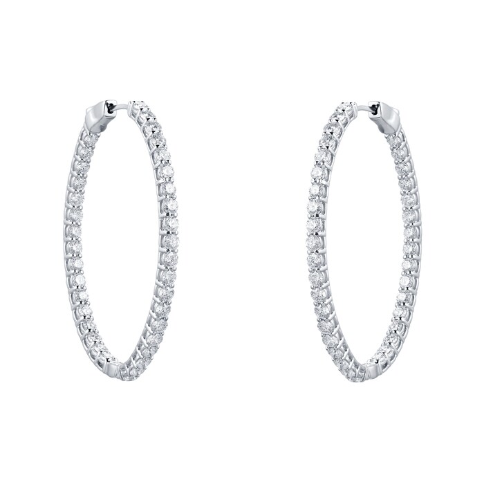 Mappin & Webb 18ct White Gold 3.78ct Diamond Large Hoop Earrings