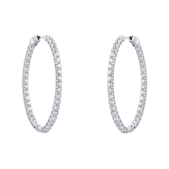 Mappin & Webb 18ct White Gold 3.78ct Diamond Large Hoop Earrings