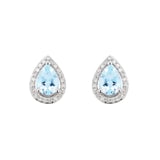 Goldsmiths 9ct White Gold Aquamarine & Diamond 0.13ct Pear Stud Earrings