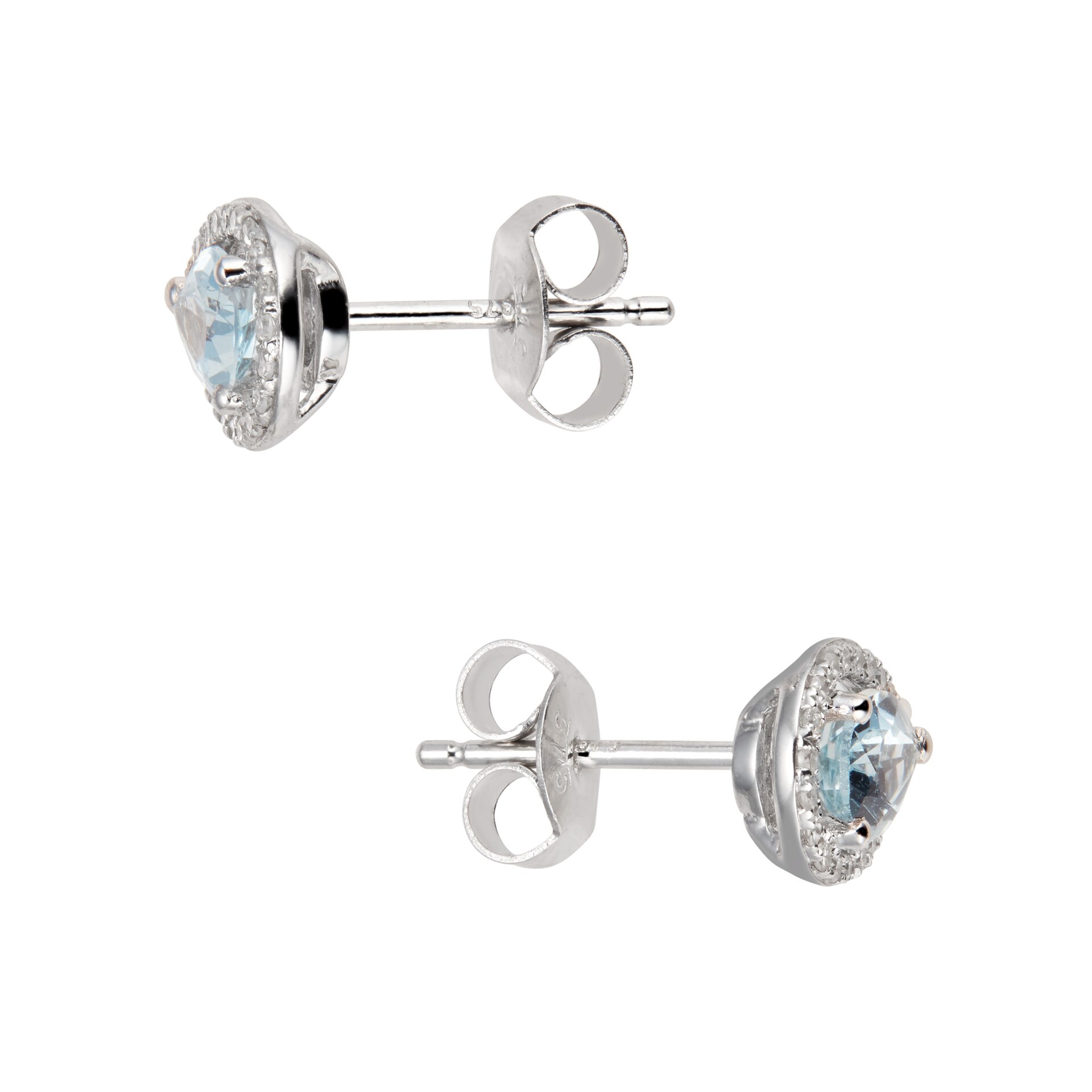 Goldsmiths 9ct White Gold Aquamarine & Diamond 0.13ct Pear Stud Earrings Goldsmiths 9ct White Gold Aquamarine & Diamond 0.13ct Pear Stud Earrings