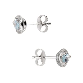 Goldsmiths 9ct White Gold Aquamarine & Diamond 0.13ct Pear Stud Earrings Goldsmiths 9ct White Gold Aquamarine & Diamond 0.13ct Pear Stud Earrings