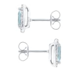 Goldsmiths 9ct White Gold Aquamarine & Diamond 0.13ct Pear Stud Earrings