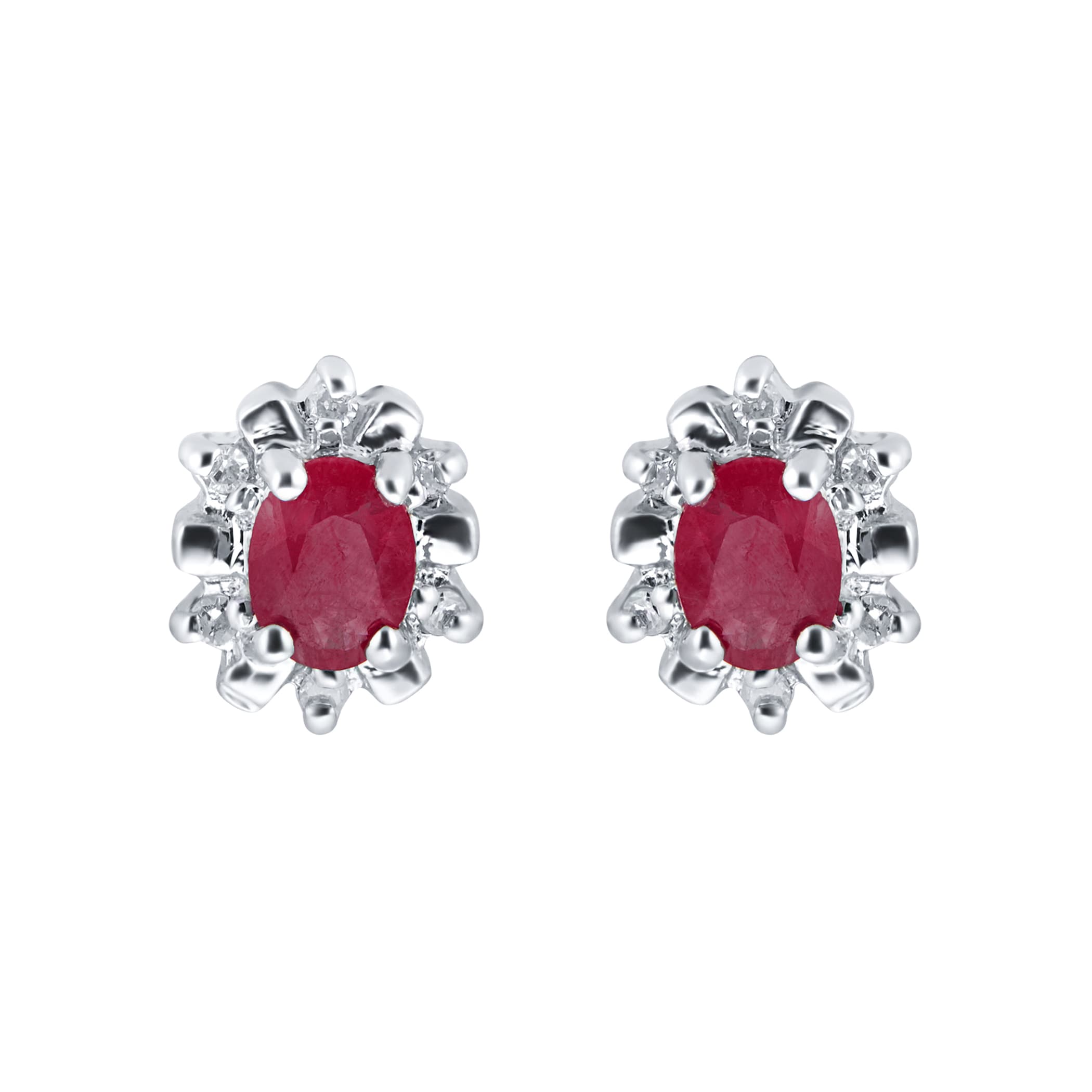 Goldsmiths 9ct White Gold Ruby & Diamond Studs Goldsmiths 9ct White Gold Ruby & Diamond Studs