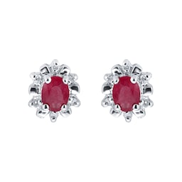12153031 - 9ct White Gold Ruby 
Diamond Studs