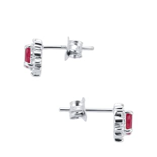Goldsmiths 9ct White Gold Ruby & Diamond Studs
