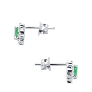 Goldsmiths 9ct White Gold Emerald & Diamond Studs