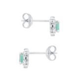 Goldsmiths 9ct White Gold Emerald & Diamond Studs