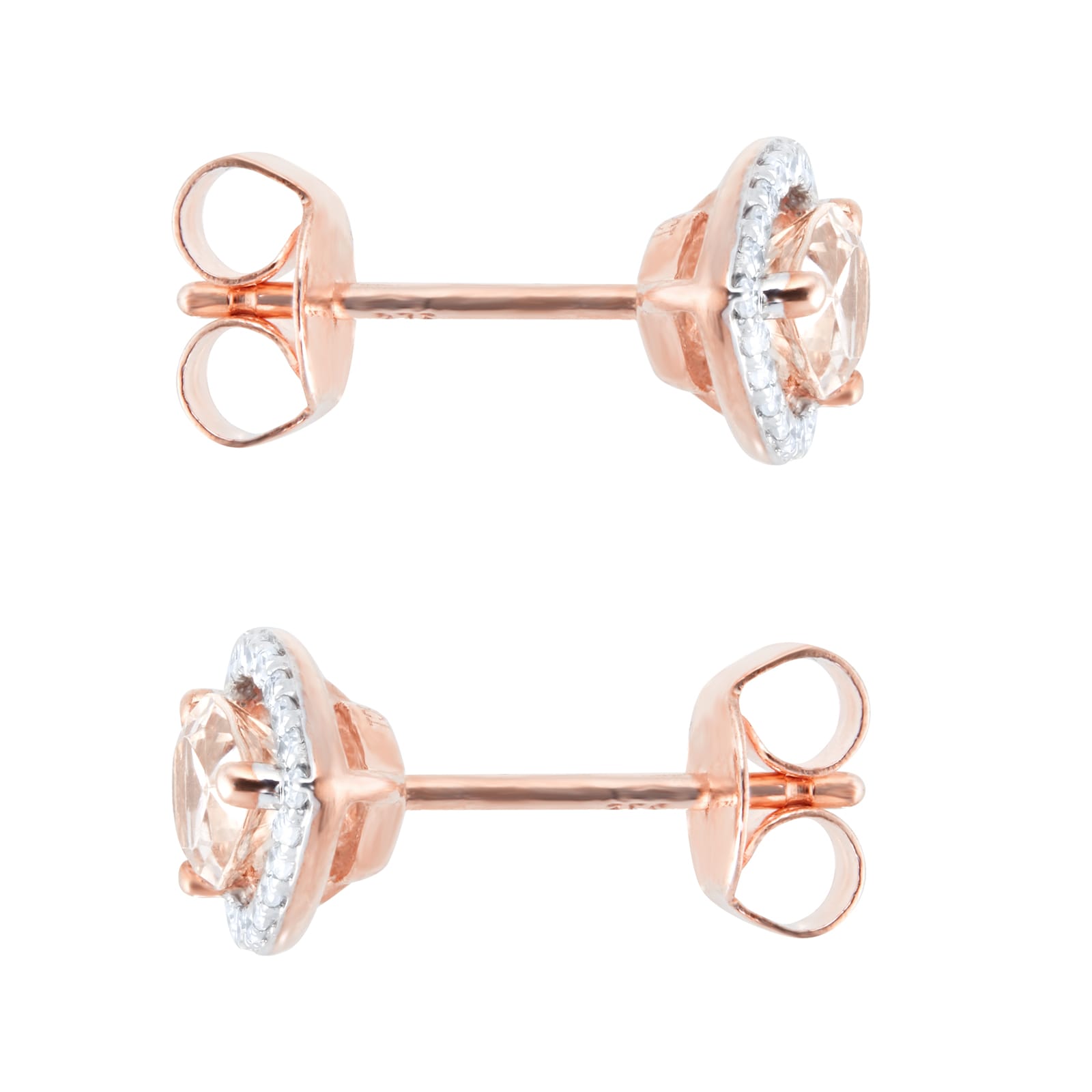 Goldsmiths 9ct Rose Gold Morganite & Diamond 0.13ct Pear Stud Earrings Goldsmiths 9ct Rose Gold Morganite & Diamond 0.13ct Pear Stud Earrings