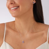 Goldsmiths 9ct White Gold Amethyst & Diamond 0.14ct Cushion Stud Earrings
