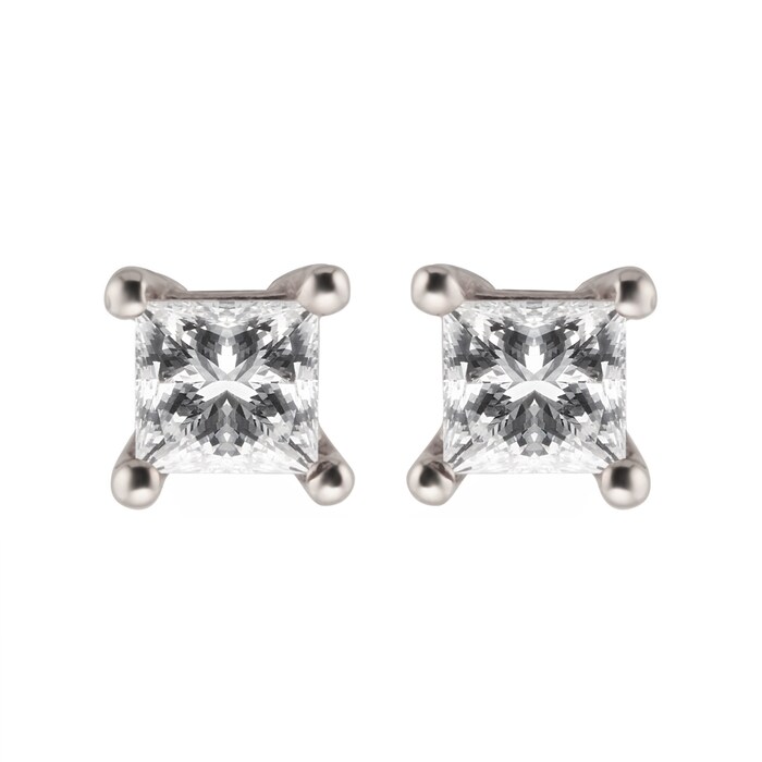 Goldsmiths 9ct White Gold 0.25ct Princess Cut Stud Earrings