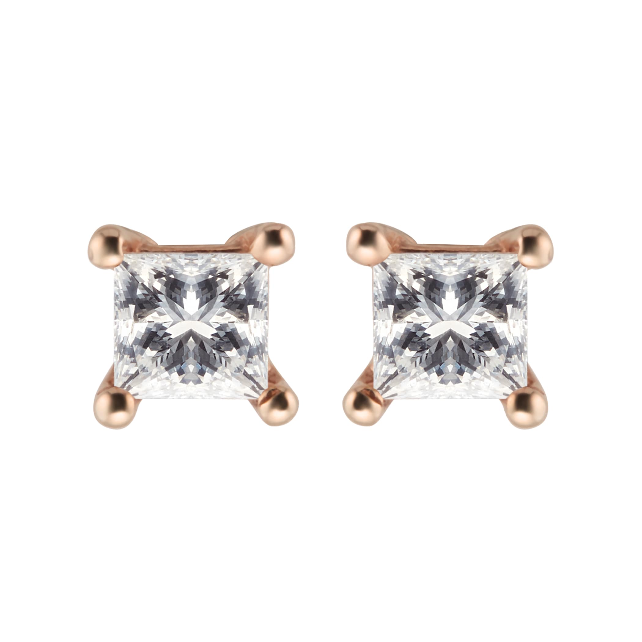 Goldsmiths 9ct Yellow Gold 0.25ct Princess Cut Stud Earrings Goldsmiths 9ct Yellow Gold 0.25ct Princess Cut Stud Earrings