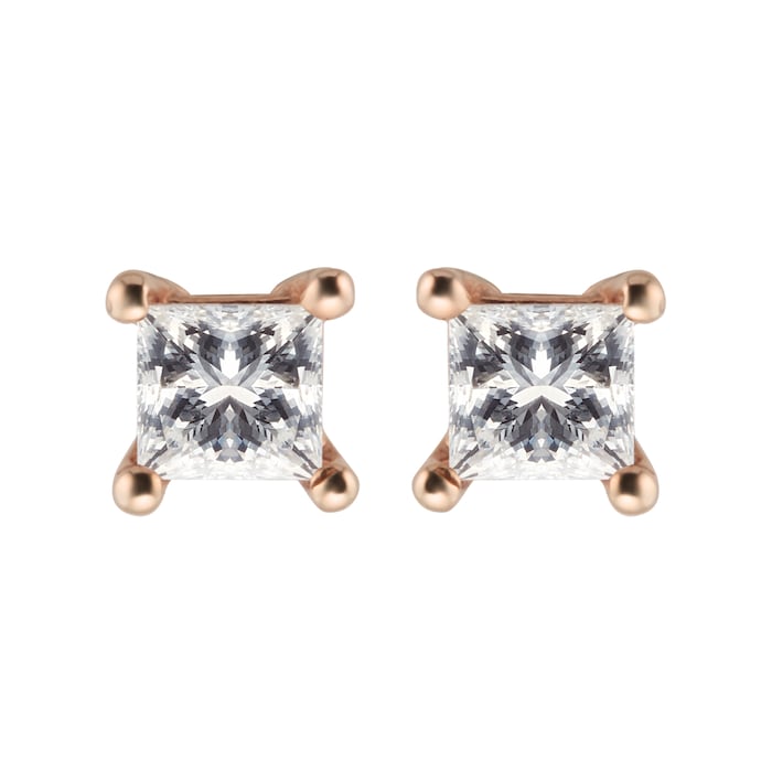 Goldsmiths 9ct Yellow Gold 0.25ct Princess Cut Stud Earrings