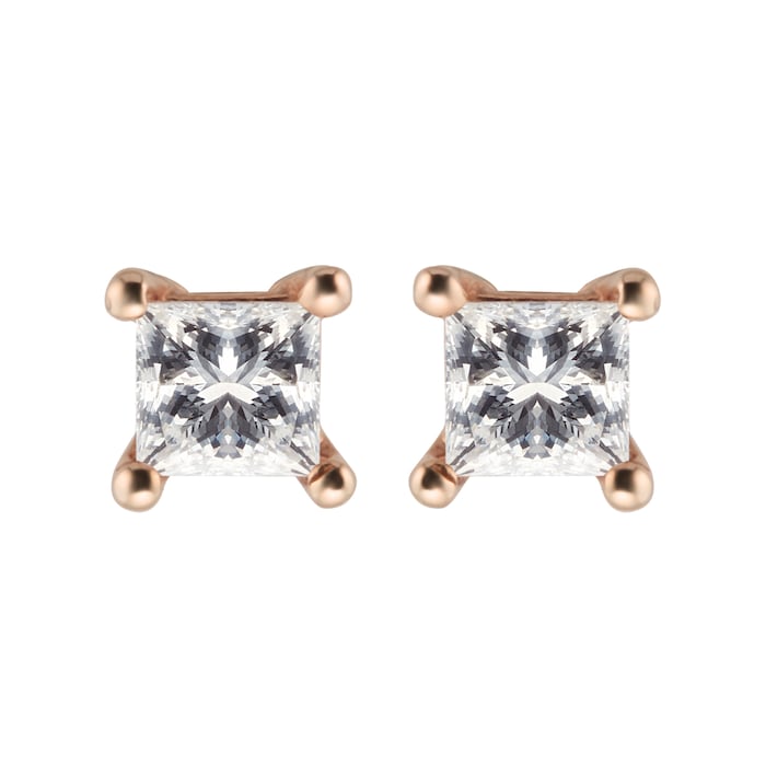 Goldsmiths 9ct Yellow Gold 0.25ct Princess Cut Stud Earrings