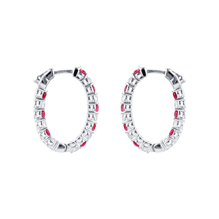 Mappin & Webb 18ct White Gold Ruby & Diamond Hoop Earrings