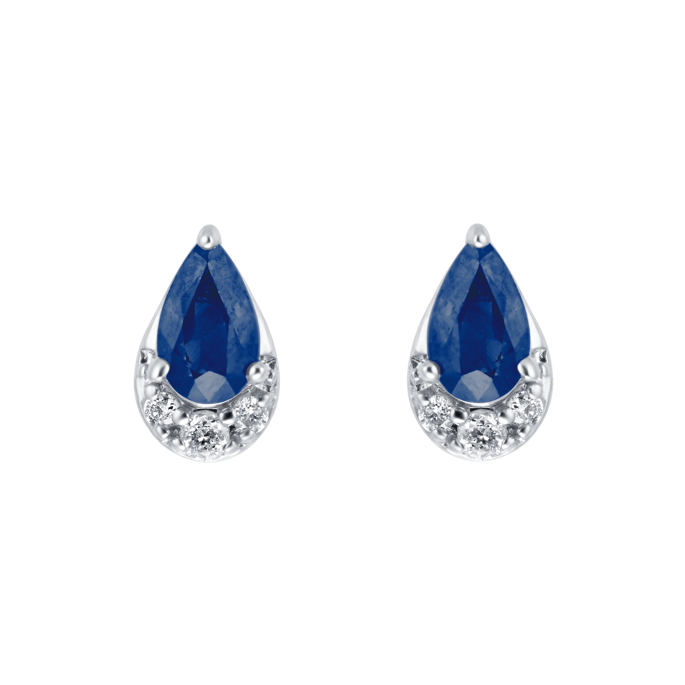 9ct White Gold Pear Cut Sapphire & Diamond Stud Earrings