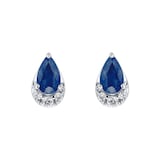 Goldsmiths 9ct White Gold Pear Cut Sapphire & Diamond Stud Earrings
