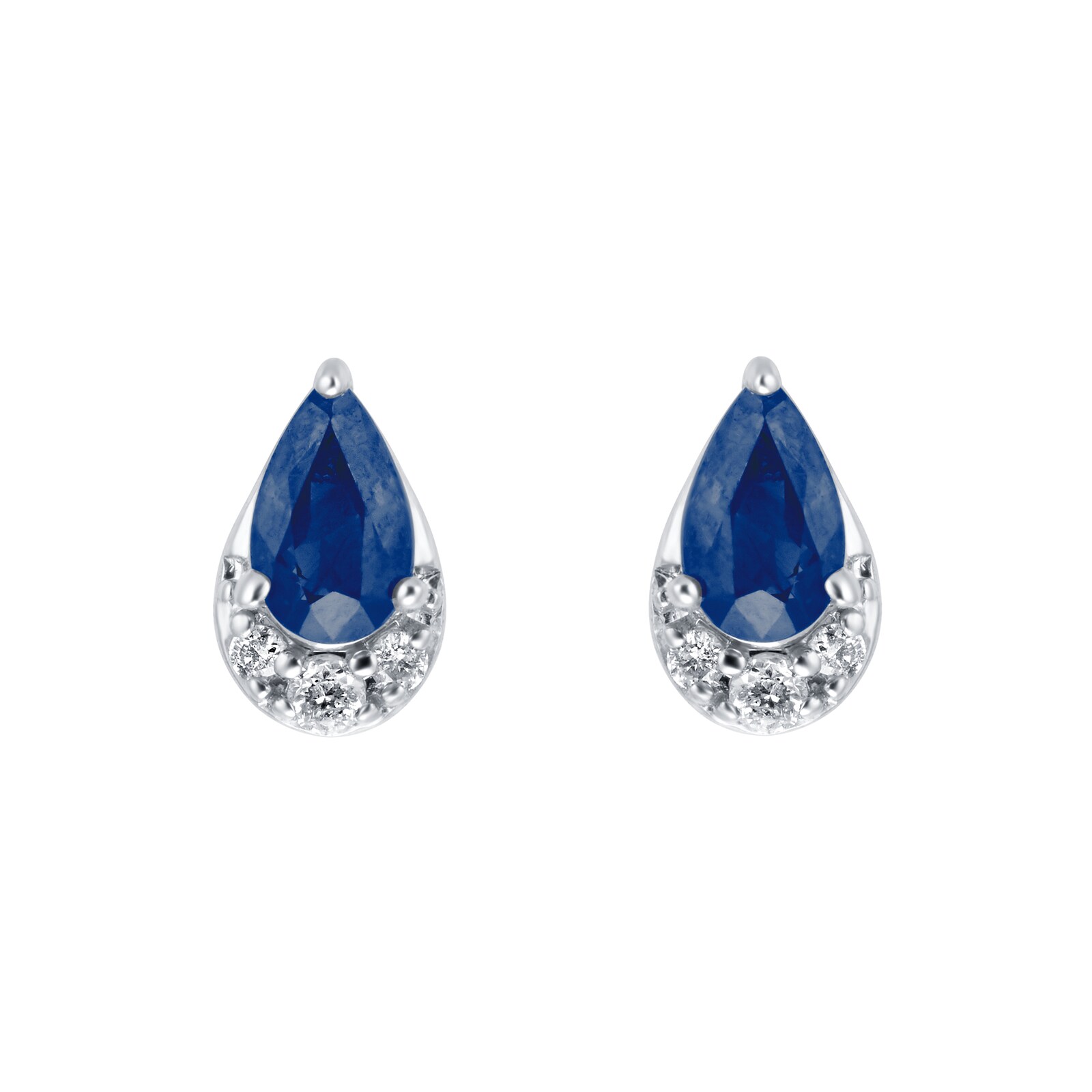 Goldsmiths 9ct White Gold Pear Cut Sapphire & Diamond Stud Earrings