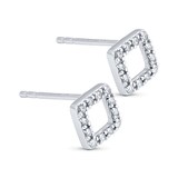 Goldsmiths 9ct White Gold 0.10ct Diamond Square Open Stud Earrings