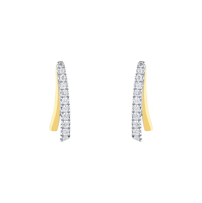 Goldsmiths 9ct Bi-Colour 0.10ct Diamond Ribbon Stud Earrings