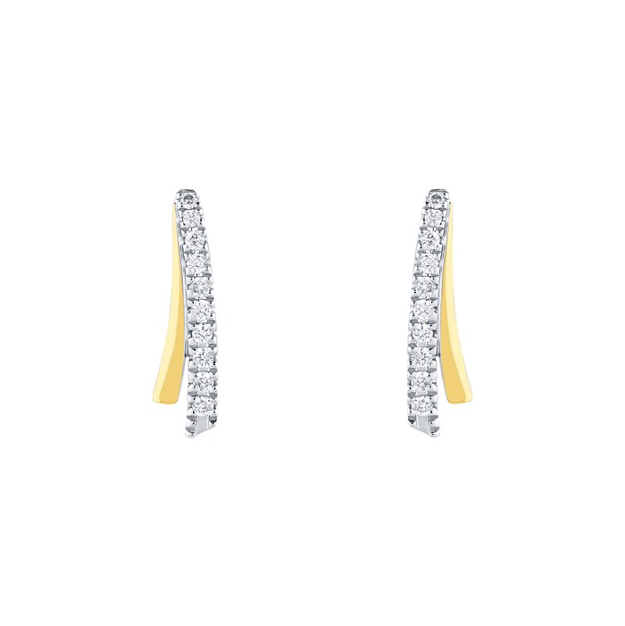 Goldsmiths 9ct Bi-Colour 0.10ct Diamond Ribbon Stud Earrings