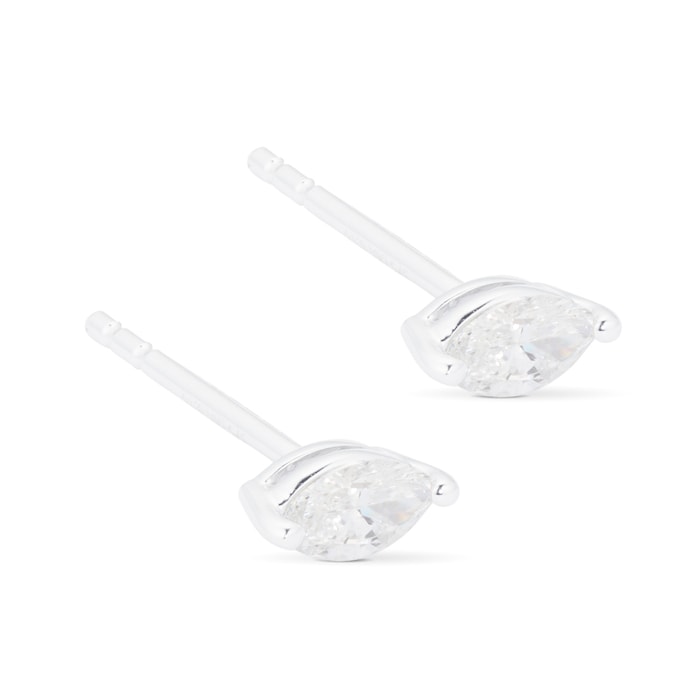 Goldsmiths 9ct White Gold 0.28cttw Marquise Diamond Stud Earrings