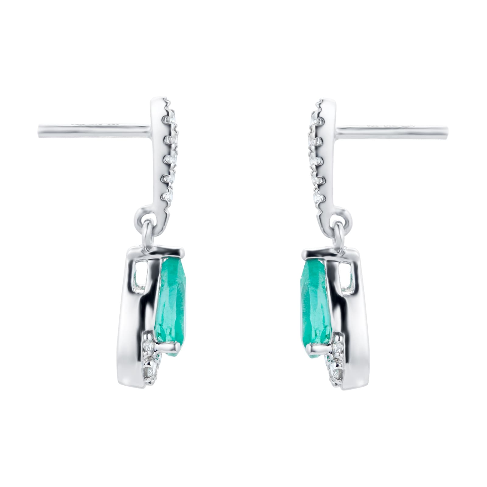 Goldsmiths 9ct White Gold Pear Cut Emerald & Diamond Drop Earrings Goldsmiths 9ct White Gold Pear Cut Emerald & Diamond Drop Earrings