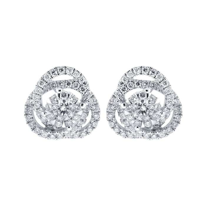 Goldsmiths 9ct White Gold 0.44cttw Diamond Cluster Knot Stud Earrings