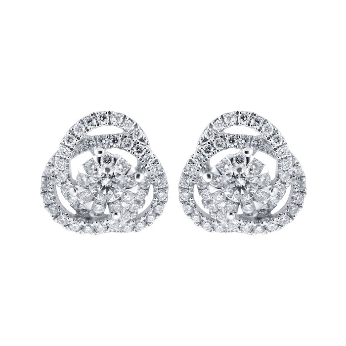 Goldsmiths 9ct White Gold 0.44cttw Diamond Cluster Knot Stud Earrings