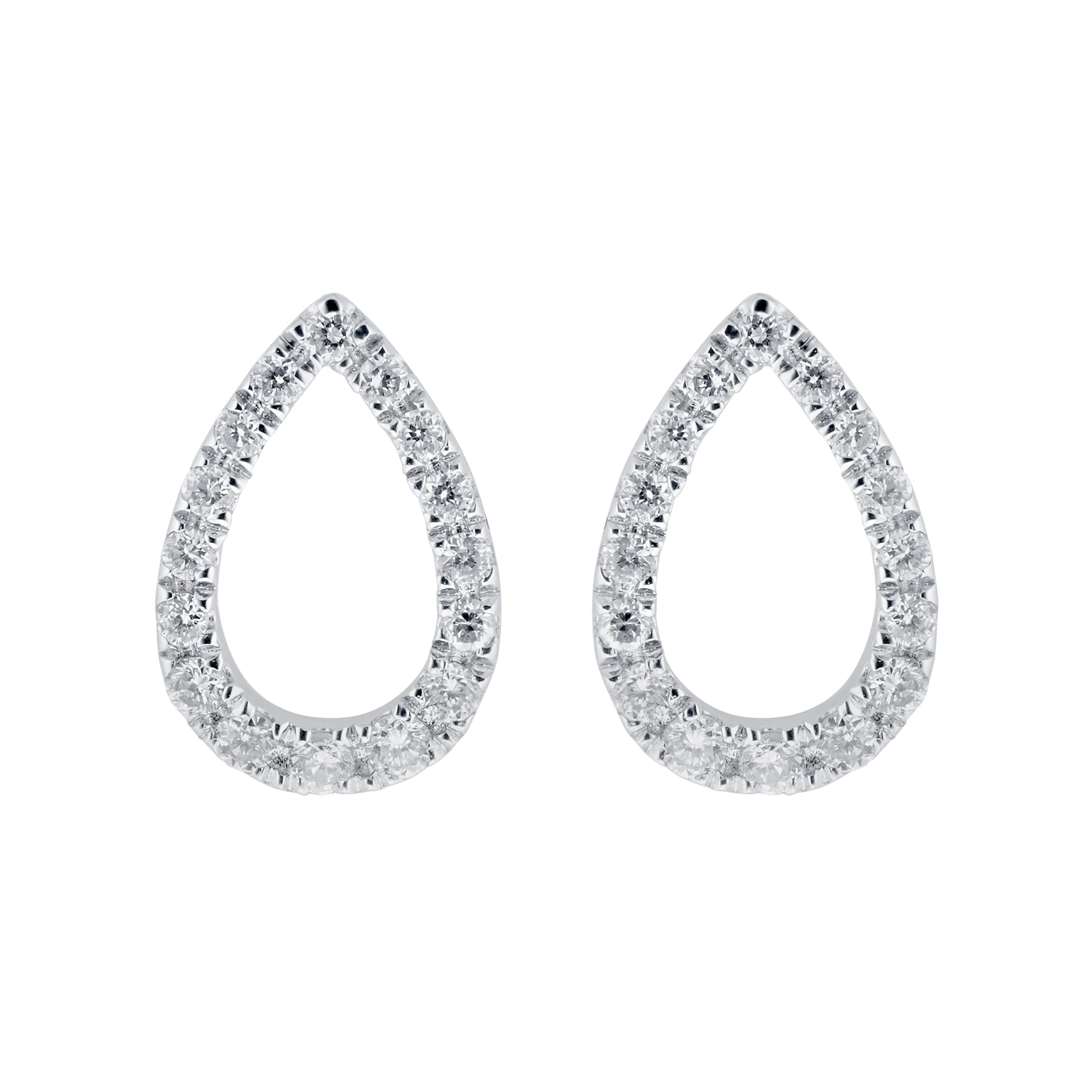 9ct White Gold 0.10cttw Diamond Open Pear Stud Earrings