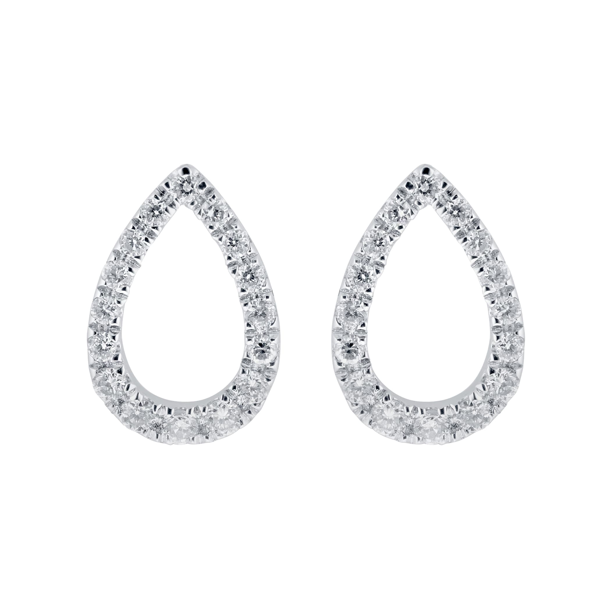 Goldsmiths 9ct White Gold 0.10cttw Diamond Open Pear Stud Earrings Goldsmiths 9ct White Gold 0.10cttw Diamond Open Pear Stud Earrings