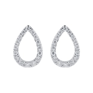 Goldsmiths 9ct White Gold 0.10cttw Diamond Open Pear Stud Earrings