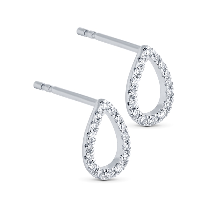 Goldsmiths 9ct White Gold 0.10cttw Diamond Open Pear Stud Earrings