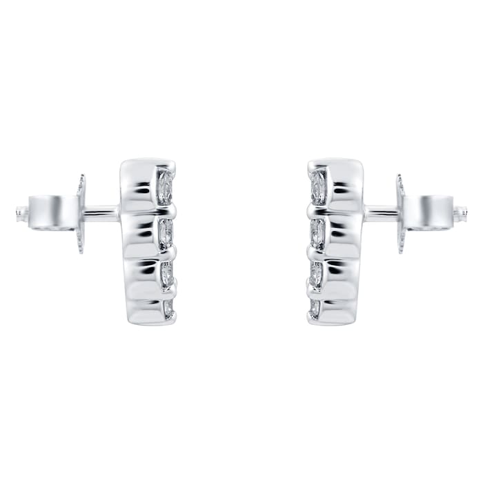 Goldsmiths 9ct White Gold 0.15cttw Diamond Climber Earrings