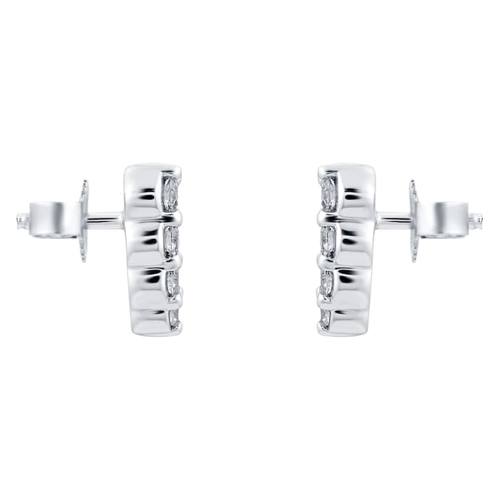 Goldsmiths 9ct White Gold 0.15cttw Diamond Climber Earrings