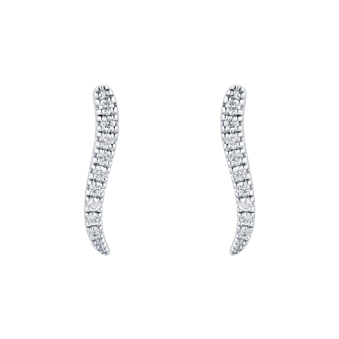 Goldsmiths 9ct White Gold 0.20cttw Diamond Wave Climber Earrings