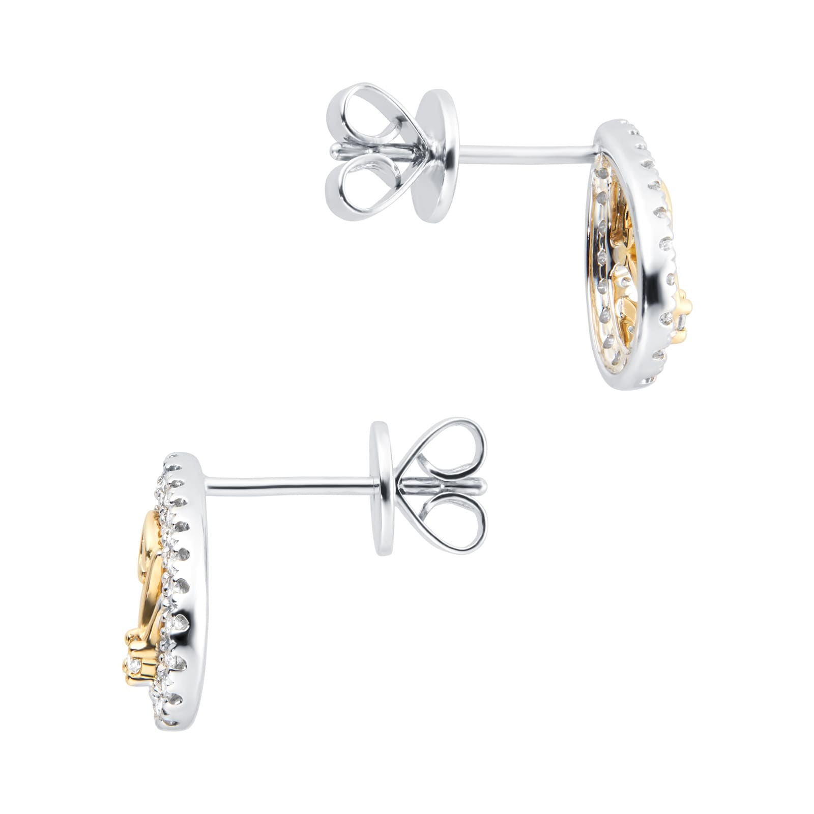 Mappin & Webb Floresco 18ct White & Yellow Gold 0.20ct Diamond Shape Filigree Stud Earrings