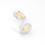 Mappin & Webb Floresco 18ct White & Yellow Gold 0.20ct Diamond Shape Filigree Stud Earrings