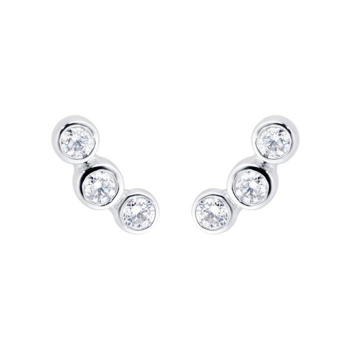 Mappin&Webb 18ct White Gold 0.20ct Diamond Design Climber Earrings