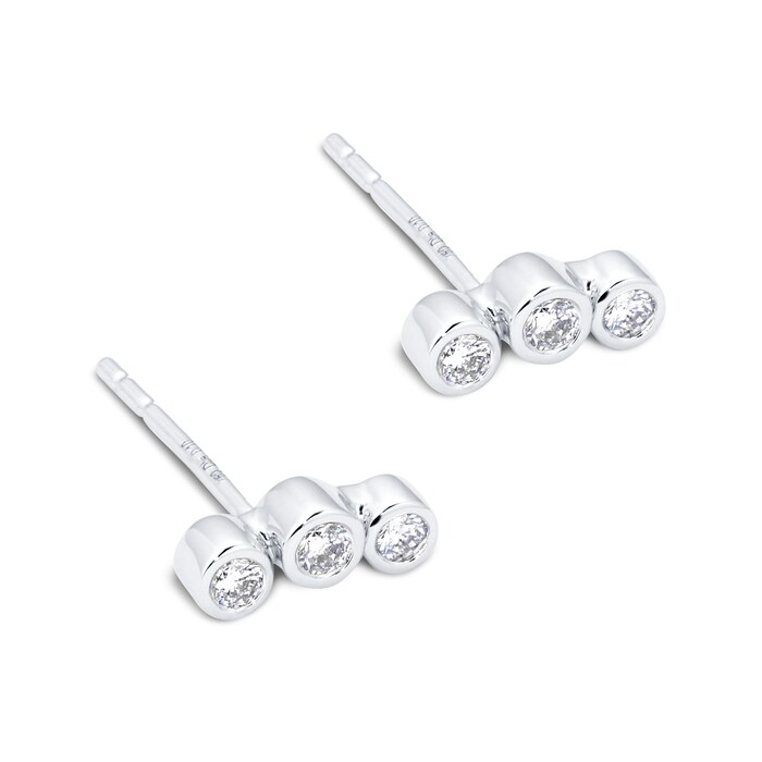 Mappin & Webb 18ct White Gold 0.20ct Diamond Design Climber Earrings