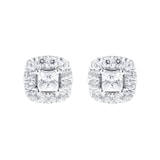 Goldsmiths 9ct White Gold 0.50cttw Princess Halo Stud Earrings