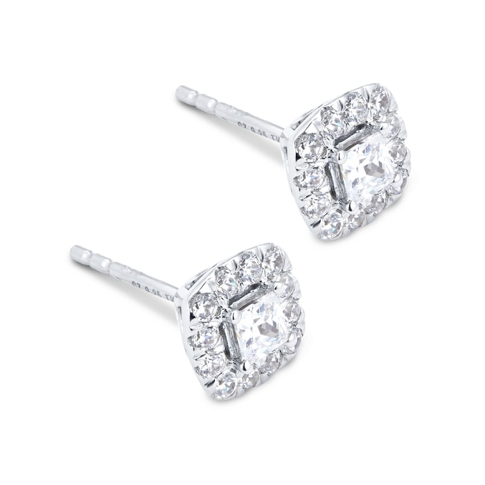 Goldsmiths 9ct White Gold 0.50cttw Princess Halo Stud Earrings