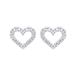 12153073 - 9ct White Gold 0.15cttw Open Heart Stud Earrings
